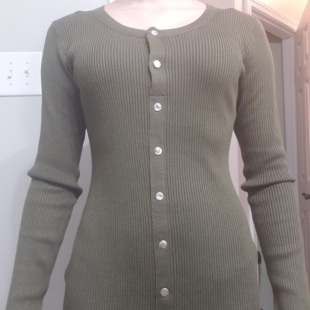Army Green ribbed dress